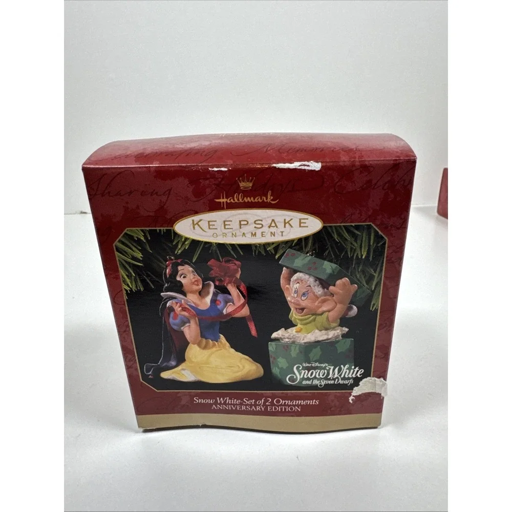 Hallmark Keepsake Disney Snow White Set of 2 Ornaments Anniversary Edition 1997